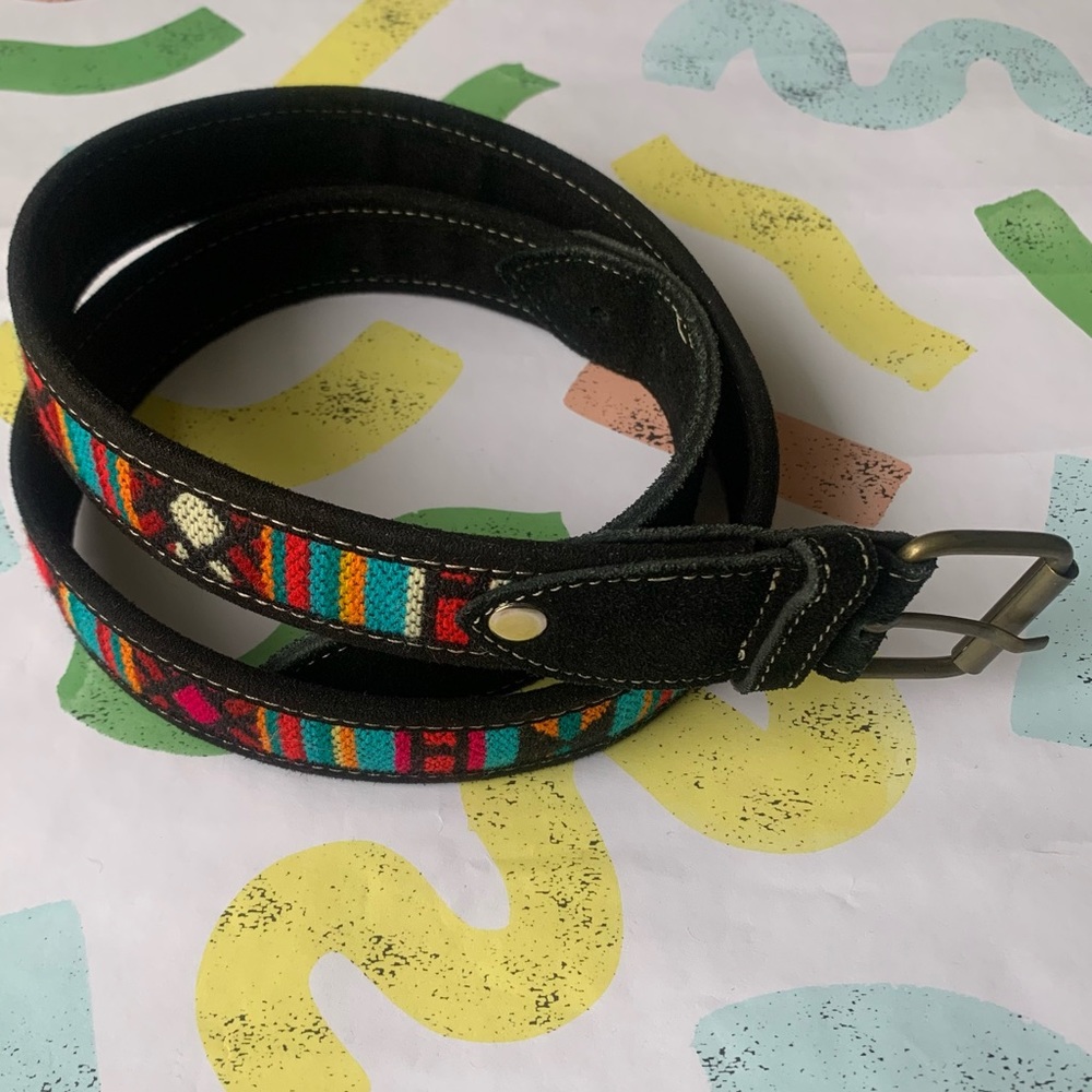Suede and Woven Textile Belt